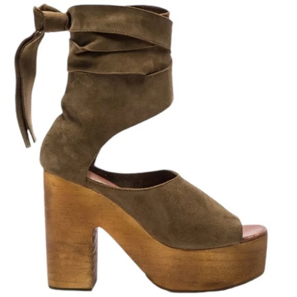 NWOB Free People Clog Touch The Sky Wrap Platform Sandal
